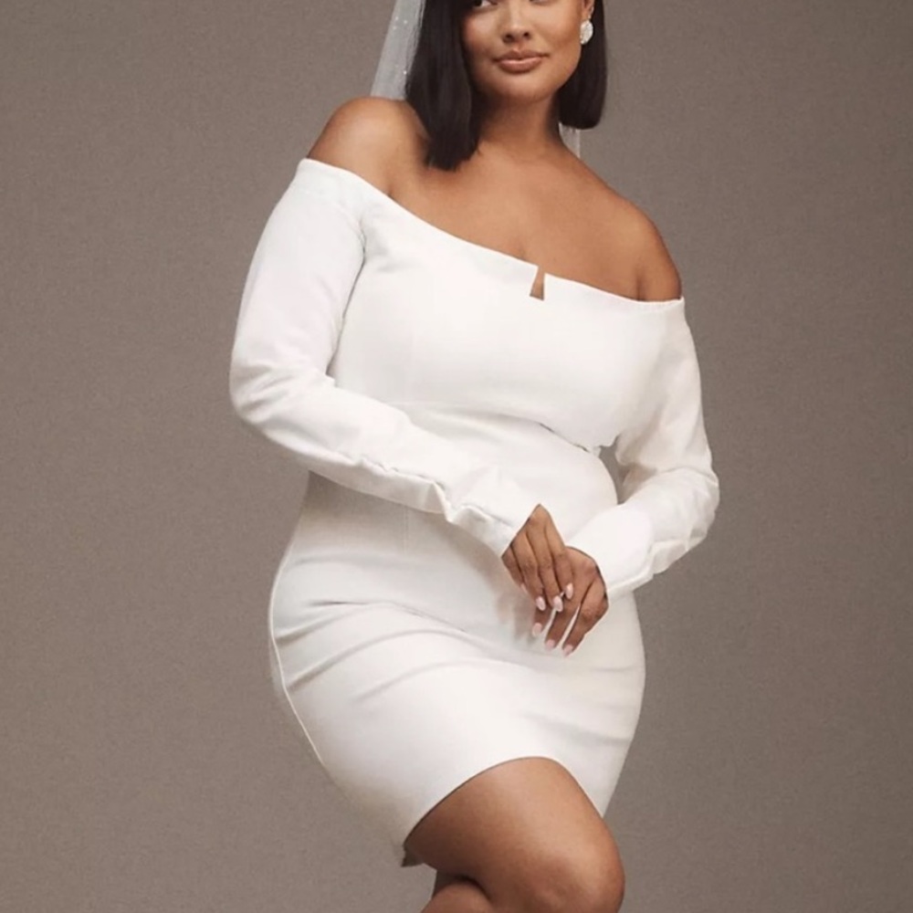 Anthropologie 2X BHLDN Gianna Off-The-Shoulder Twofer Wedding Engagement Dress